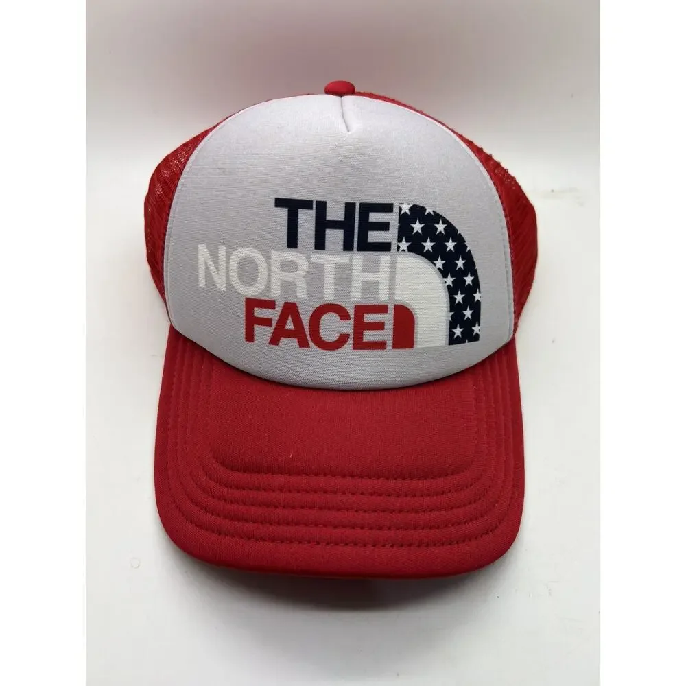 The OP North Face Red White Stars Stripes Flag Mesh Trucker Hat Cap One Size All